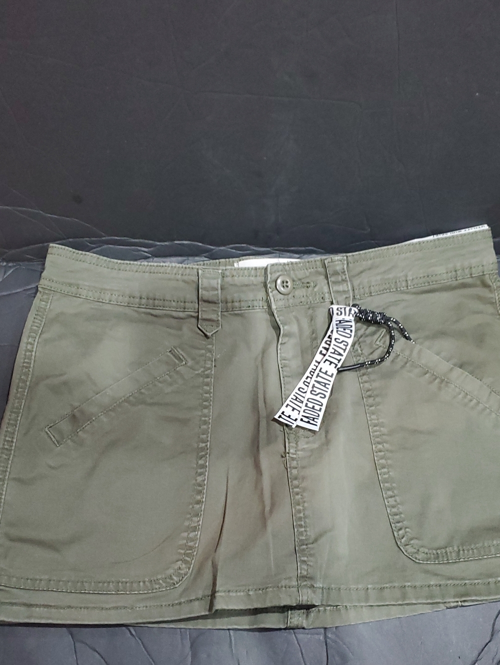 Olive Army green khaki style utility mini micro skirt size 9 brand new